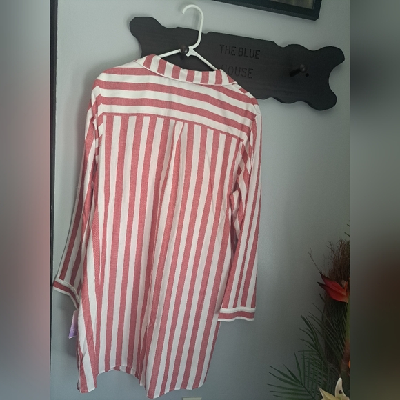 Stars Above Striped Flannel Cotton Sleep Dress #New - Picture 9 of 10